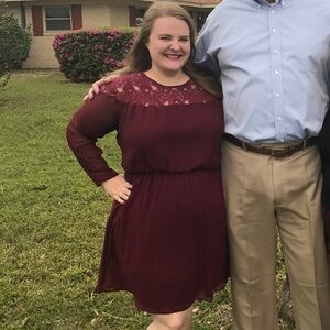 ASOS long sleeve maroon dress